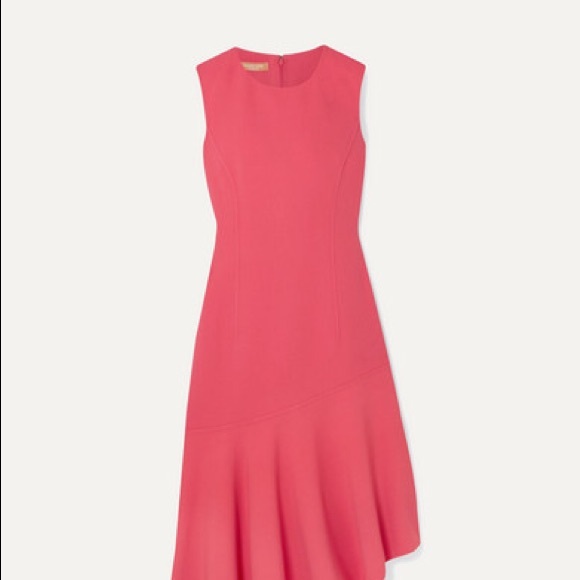Asymmetric wool-blend midi dress